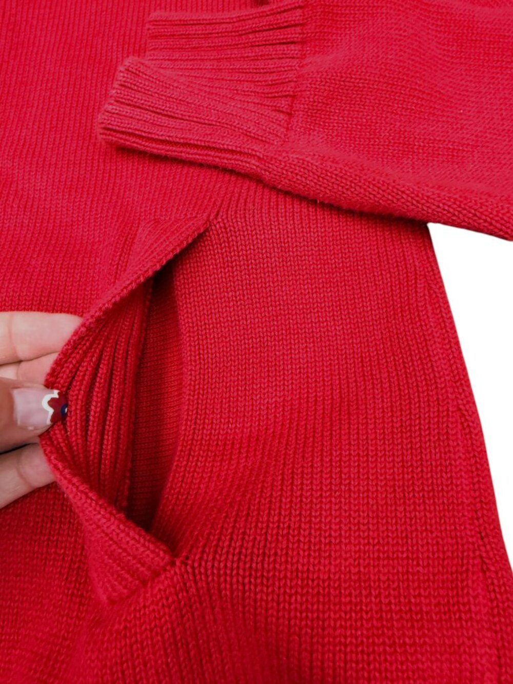 L.L. BEAN Women's EUC Cotton Knit Toggle Front Sweater Red | Size XL - Picture 3 of 7